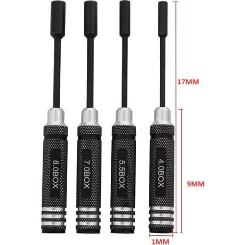 4PCS/Set 4.0/5.5/7.0/8.0mm Metal Hex Wrench Socket Screwdriver for RC Crawler Car SCX10 TRX4 Model Aircraft Ship Accessories