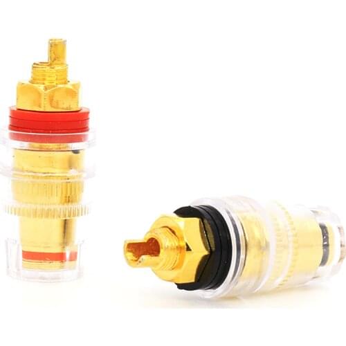 4Pcs Brass Gold Plated 4MM Banana Plug Terminal Binding Post for Speaker Amplifier High Quality Red and Black