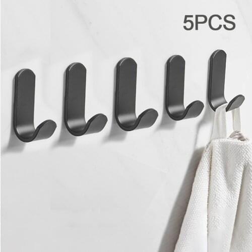 5Pcs Self-adhesive Clothes Bag Hanger Hook Punch-Free Strong Viscose Towel Hook For Bathroom Livingroom Bedroom Accessories