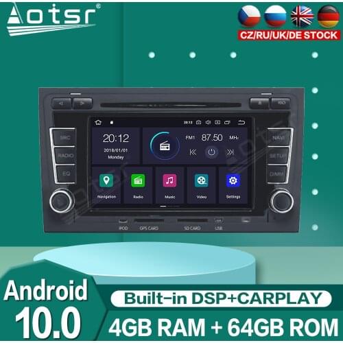 Android 10 Car radio Carplay For AUDI A4 2002-2007 Audio Car Multimedia Player DVD GPS Navi Auto Stereo Head Unit Recorder
