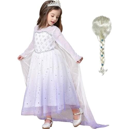Girls White Dress with Cloak Costume Children Cosplay Party Frock Halloween Birthday Gown Dress