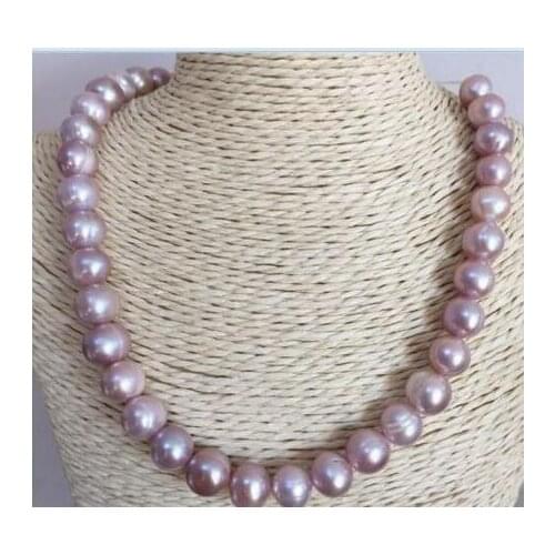Free shipping Noble jewelry baroque 11-12mm south seas pink purple necklace