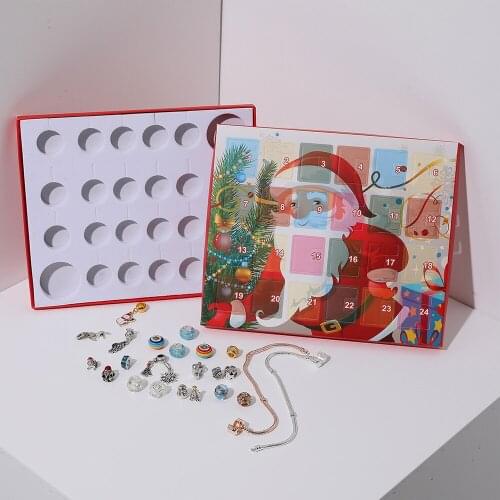 Jewelry Advent Calendar With 24 Pcs Girls Christmas Gifts Charms DIY Bracelet Necklace Countdown Calendar Kids Teenager 2