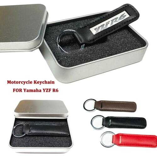 YZF R6 Metal Leather Motorcycle Keychain Key Chain fits For Yamaha YZF R6 YZF-R6 YZFR6 R6s Key Holder Motorcycle Accessories