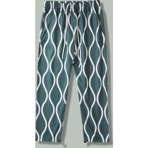 Hip Hop Green Ripple Tie Feet Trousers Men Harajuku Streetwear Hipster Drawstring Casual Pants Autumn Baggy Jogger Sports Pants