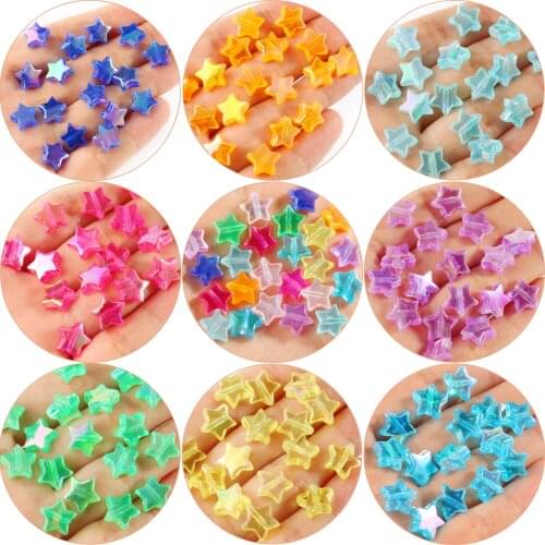 Multicolor AB Color Star Acrylic Beads Loose Spacer Beads for DIY Handmad Bracelet Jewelry Making Accessories 100pcs/lot