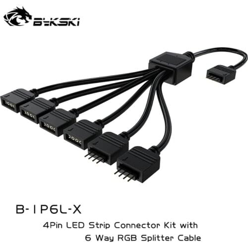 Bykski 1-6 RGB Splitter A-RGB Cable AURA SYNC 5V/12V Hub Expand Ports Extra RGB Headers 1TO6 Way Water Cooler MOD Parts B-1P6L-X
