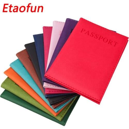 Etaofun Travel Passport Case Protector passports cover for women colorful passport holder smooth Organizer wallets for ID cards