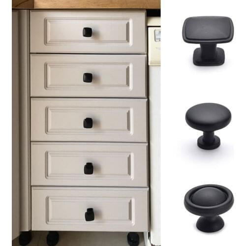 Black Single Hole Furniture Parts Hardware Accessories Drawer Door Handle American Solid color Kitchen Cabinet Wardrobe Pulls