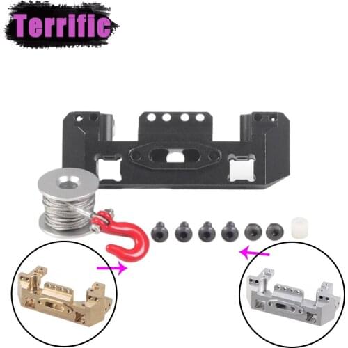 CNC Aluminum/Brass Multifunctional Front Bumper Mount Servo Winch for 1/10 RC Crawler Traxxas TRX4 Upgrade Parts