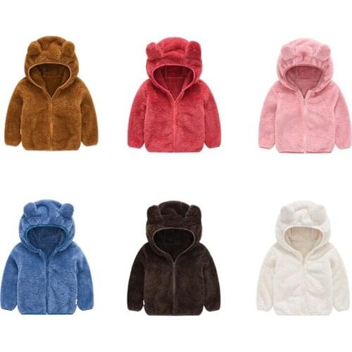 Baby bear ears cute coat for boys and girls baby solid color hoodie jacket childrens clothing sweater