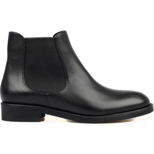 FootCourt- Black Ankle Chelsea Boots Spring Booties Thick Heel Platform Autumn Shoes Woman Flat Heels Casual Shoes Handmade Boot