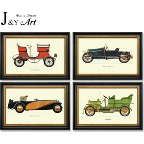 Canvas Painting Printing Classical antique cars with black frame For Home Decoration J&Y Art JY-353