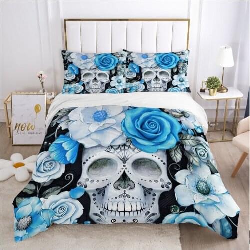 Skull Deadpool Duvet cover set 240x220 200x200 Bedding set Twin Queen King Double Bed linens Quilt cover Bedclothes Light blue