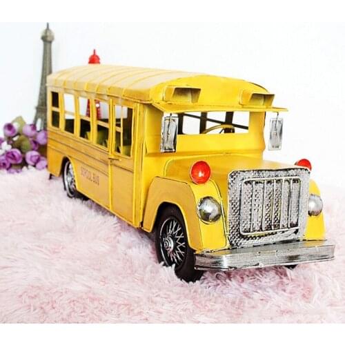 Creative living room TV cabinet decoration decoration yellow iron Home Furnishing antique modern minimalist fashion style bus