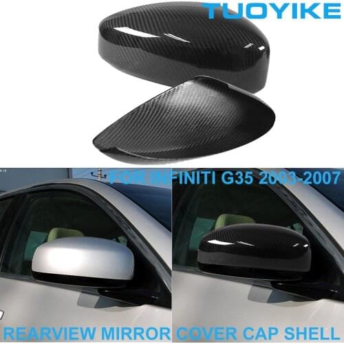 LHD RHD Car Styling Real Dry Carbon Fiber Rearview Rear Side Mirror Cover Cap Shell Trim Replace For Infiniti G35 2003-2007 2PCS