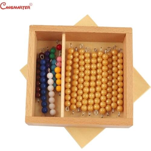Math Teaching Aids Bead Bars for Ten Board Montessori Wooden Box Number 1-10 Exercise Math Toy Games for Children Kids