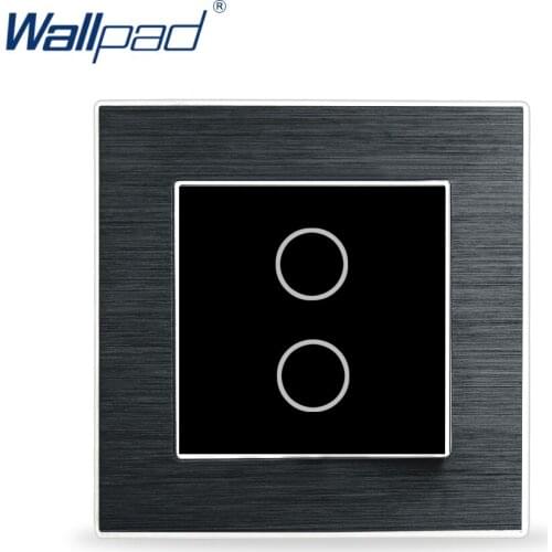 Metal 2 Gang 2 Way Touch Switch Wallpad Luxury Wall Switch Satin Metal Panel Touch Glass Sensor 2 Gang Wall Smart Touch Switch