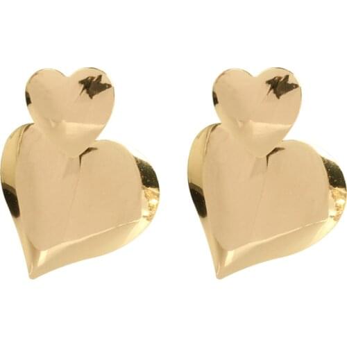 HaHaGirl Fashion New Heart Dangle Earrings For Women Vintage Golden Punk Trendy Metal Big Drop Earrings Alloy Jewelry 2021