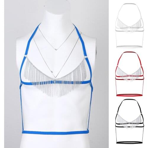 Men’s Stretchy Chest Strap Tassels Bra Body Harness Male Clubwear Costume Lingerie Nightclub