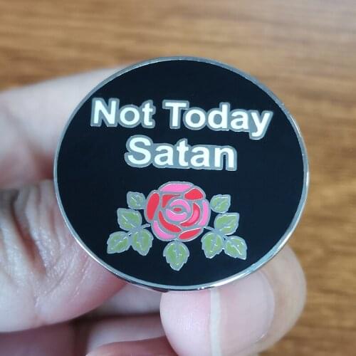 Not today Satan motto Brooch As Christians, we constantly battle with the urge to sin Badge Accessory