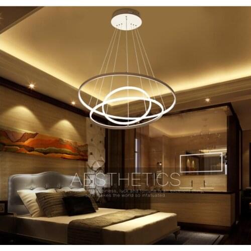 New Modern LED Round Ring chandelier lighting For Living Room lights Aluminum body Hanging lamp For Restaurant Decor Fixtures