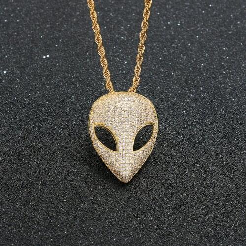 New Alien Hip Hop Pendant Micro Zircon Inlaid Mens Personalized Fashionable Necklace