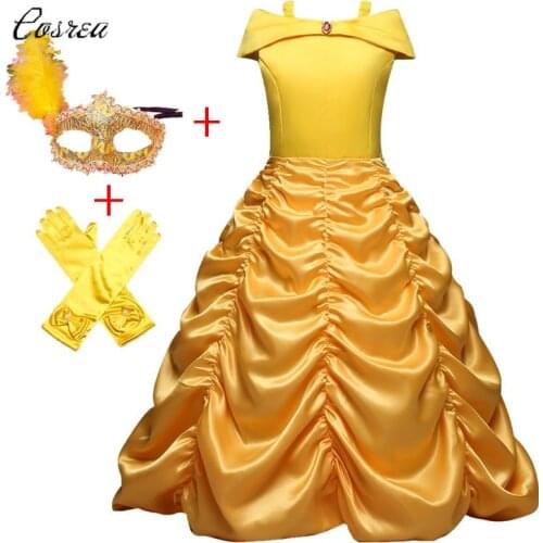 Girls Belle Dresses Summer Princess Beauty and The Beast Cosplay Costume Party Fancy Dress Ball Down Kids Wedding Belle Roles