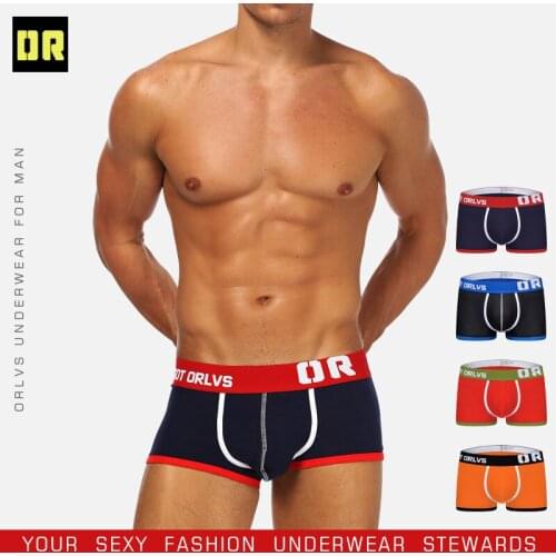 ORLVS mens underwear cotton breathable low-waisted hip-lifting four-corner pants mens one-piece or150