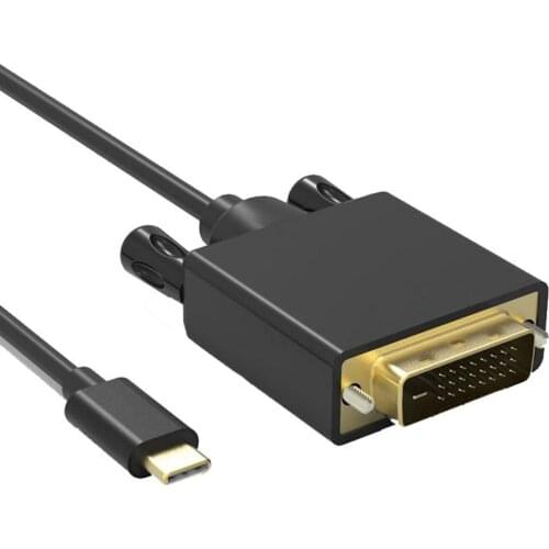 1080P Type-C to DVI Cable Adapter USB C to DVI Converter Type C to DVI D 24+1 Video 1080P 10Gbps 1.8M Length Black