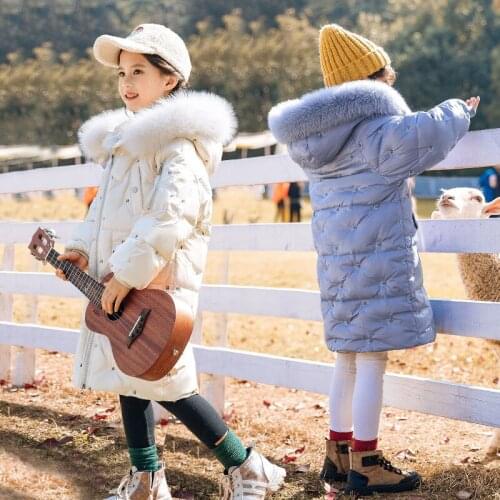 New 2020 Winter Down Jacket For Girl Warm Child Parka Fur Hooded Coat Kid Thicken Outerwear Girls Clothes Teenage Snowsuit W682