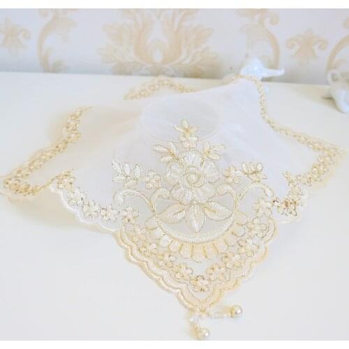 Luxury sequin lace embroidery table place mat cloth placemat Cup mug tea coaster dining doily drink coffee pad Christmas kitchen
