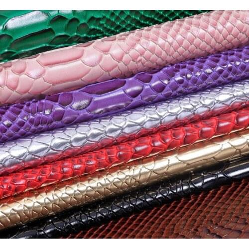 Synthetic PVC leather snakeskin fabric/ snake leather fabric 1.35mm thick wholesale yellow snake leather high quality