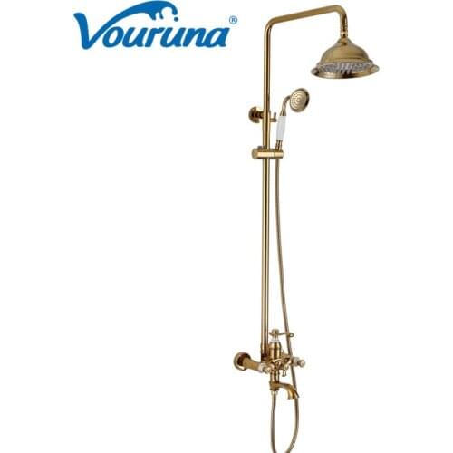 Solid Brass Shower Mixer Faucet Fixture ORB/white/golden/chrome Bathroom Shower Set 2018 Wholesale Unique Shape Luxury