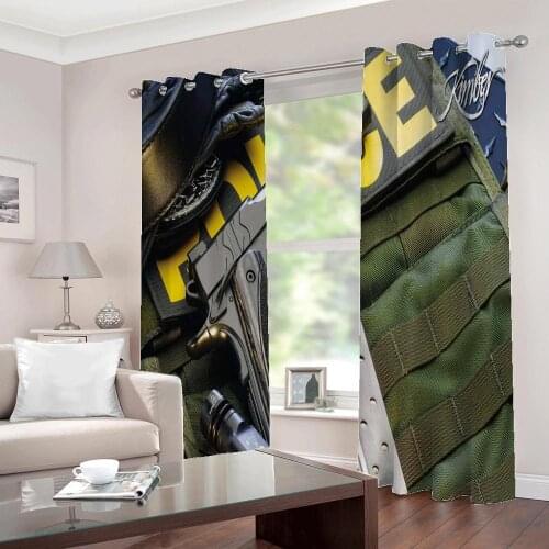Custom Modern Pistol Weapon Air Gun Model Simulation Gun Window Curtains For Childrens room bedroom Blackout Drapes Decor