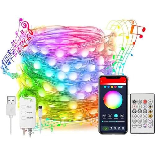 Tuya Smart Fairy Lights WiFi+BT App Controlled Music Sync LED String Lights Outdoor Twinkly Smart Christmas Party Decoration