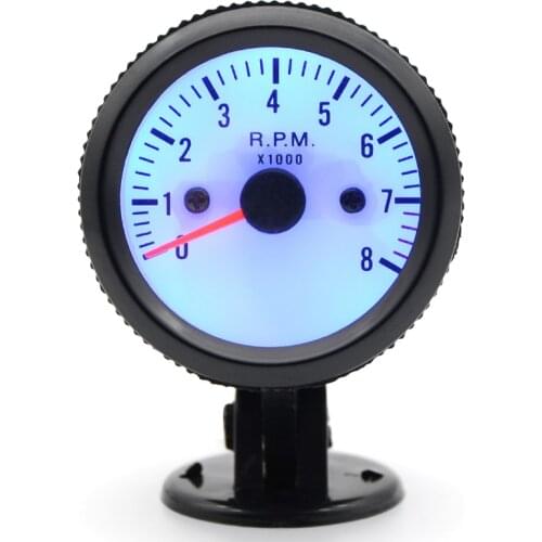 2" 52mm Dragon Gauge Car Meter Tachometer RPM Gauge 0-8000RPM Analog Black Case With Blue LED