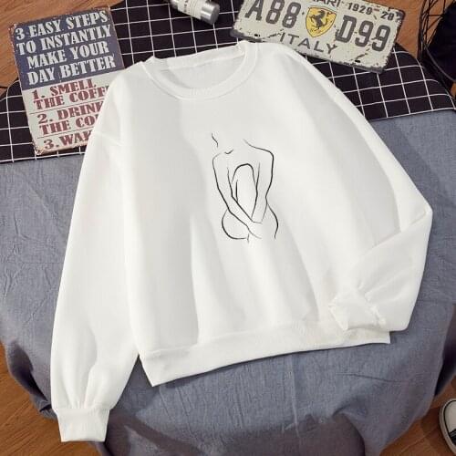 Print Sweatshirt Women Round Neck Hoodies for Girls Art Abstract Hoodie Pullover Lady Fashion Oversized Long Sleeve Street Wear