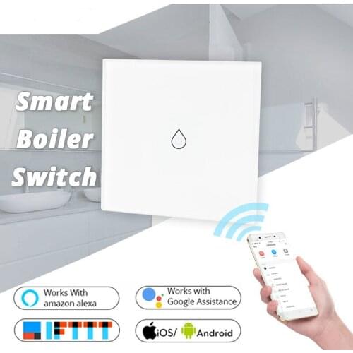 WiFi Smart Boiler Switch Water Heater Smart Life Tuya APP Remote Control Amazon Alexa Echo Google Home Voice Control Glass Panel
