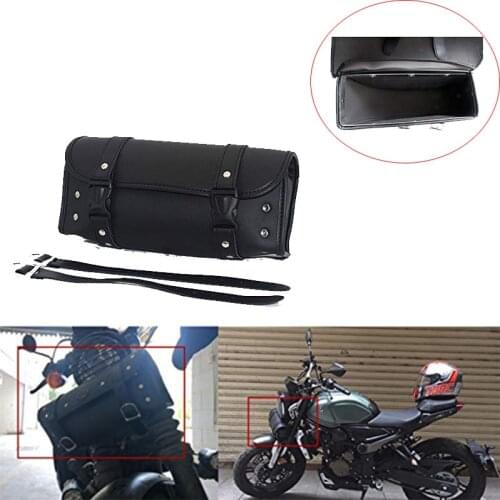 Universal Motorcycle Front Rear Storage Tool Pouch Tool Tail Bag Black Fork Bag Waterproof Motorbike Handlebar Bag Saddlebag