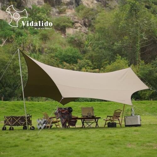 Canopy Fabric No Pole 5*5.3M TC Cotton Outdoor Camping Cotton Waterproof Sunshade Car Awning Barbecue Beach Pergola Hiking Tent