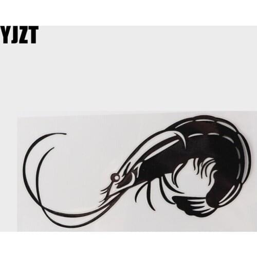 YJZT 14.6CM×7.2CM Lovely Animal Shrimp Decal Black/Silver Vinyl Car Stickers 13D-0958