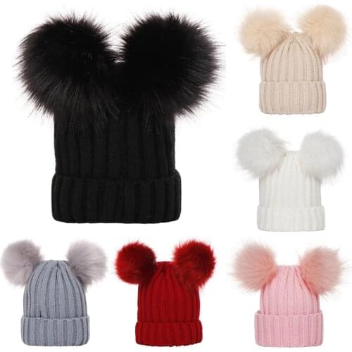 Mother Kids Winter Hats for Baby Girl Boy Bobble Hat Kids Cap for Children Pompom Baby Beanie Infant Bonnet Accessories 0-3Y