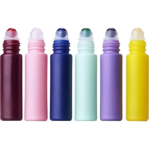 10ml Empty Roll On Bottles for Essential Oils Glass Pink Blue Yellow Cosmetic Container Refillable Perfume Roll On Bottle