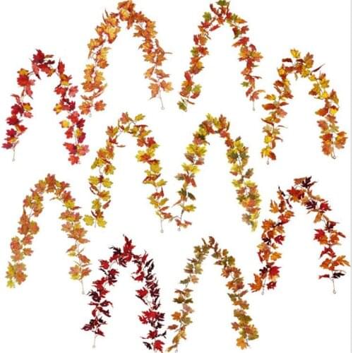 175cm Autumn Halloween Decoration Simulation Maple Leaf Thanksgiving Wall Hanging Decoration Simulation Maple Leaf Cane