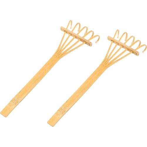 2pcs Japanese Style Bamboo Rake for Zen Garden Home Microlandscape DIY Decor