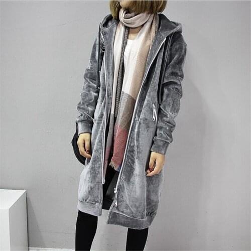 2019 Long Fashion Black Winter Fleece Jacket Autumn New Women Thick Warm Hooded Basic Coats Jacket Casual Lady Winter