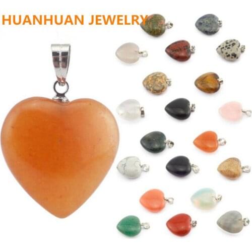 2021 Natural stone Turquoises Quartz Crystal tiger eye Opal heart pendants for Diy Jewelry Necklaces for Men madam Gift Sieraden