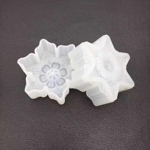 3D Snowflake Star Silicone Chocolate Mould Heart Love Soap Mold Candle Polymer Clay Molds Crafts DIY Forms Soap Base Tool