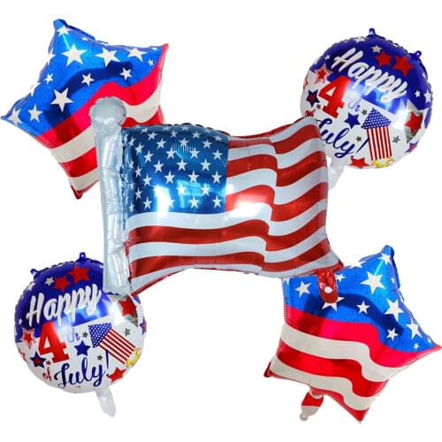 10pcs 18inch USA Independence Day Balloons Happy 4th July Stars and Stripes American Flag Foil Balloons Party Decoration Globos